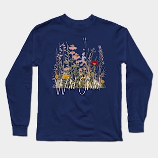 Flower Painting Art Ukiyoe Japanese Wild Child Boho Long Sleeve T-Shirt